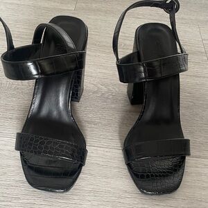 Charlotte Russe Black Croc-Embossed Heels